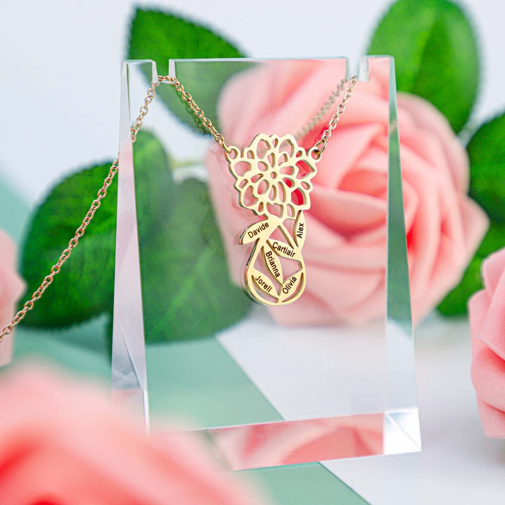 Mother's Day Gift Carnation Custom Name Necklace Quillingx