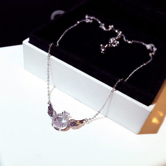 Mother's Day Gift Diamond Angel Wings Necklace Silver / Sterling Silver Necklace MelodyNecklace