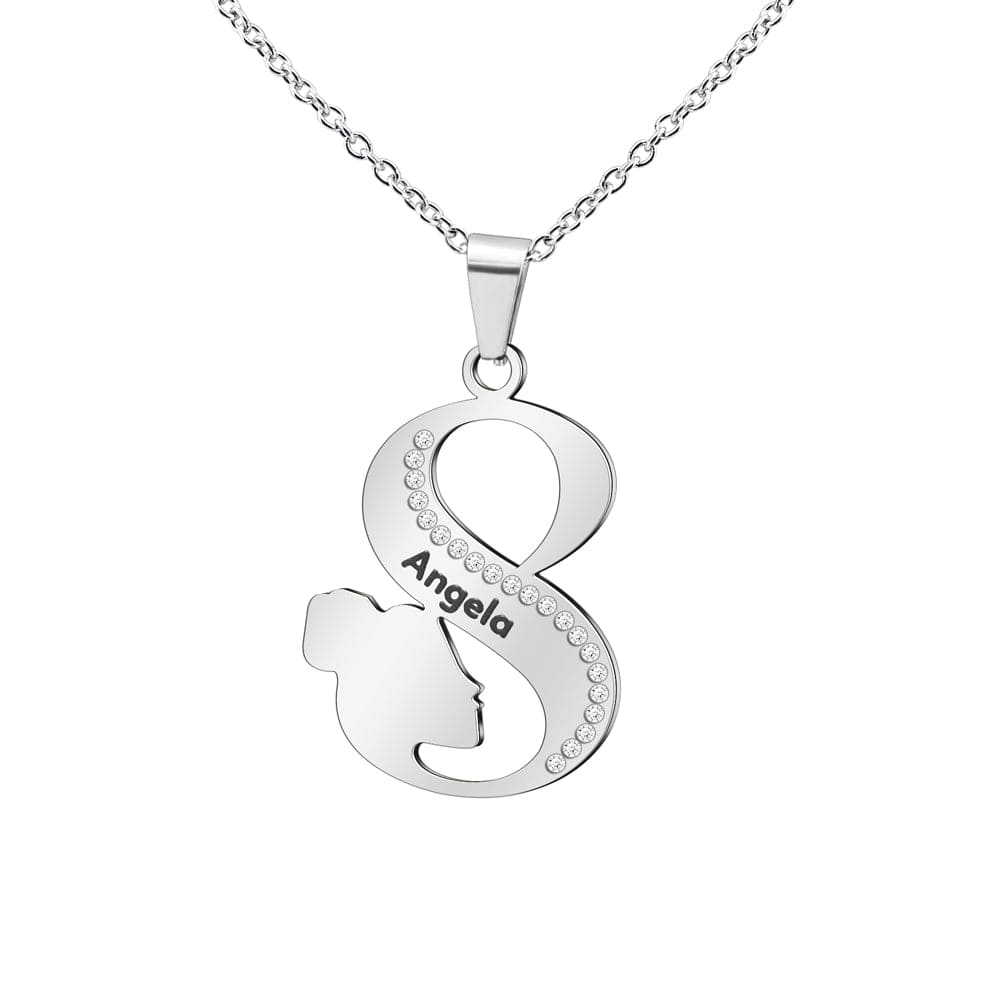 Mother's Day Gift Infinity Love  Mom Symbol Name Necklace Silver Mom Necklace MelodyNecklace