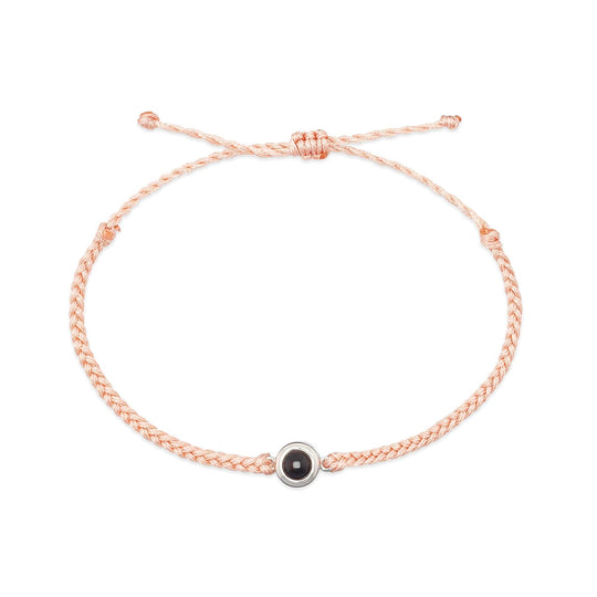 Personalized Circle Photo Bracelet Blush/Silver Bracelet For Woman MelodyNecklace