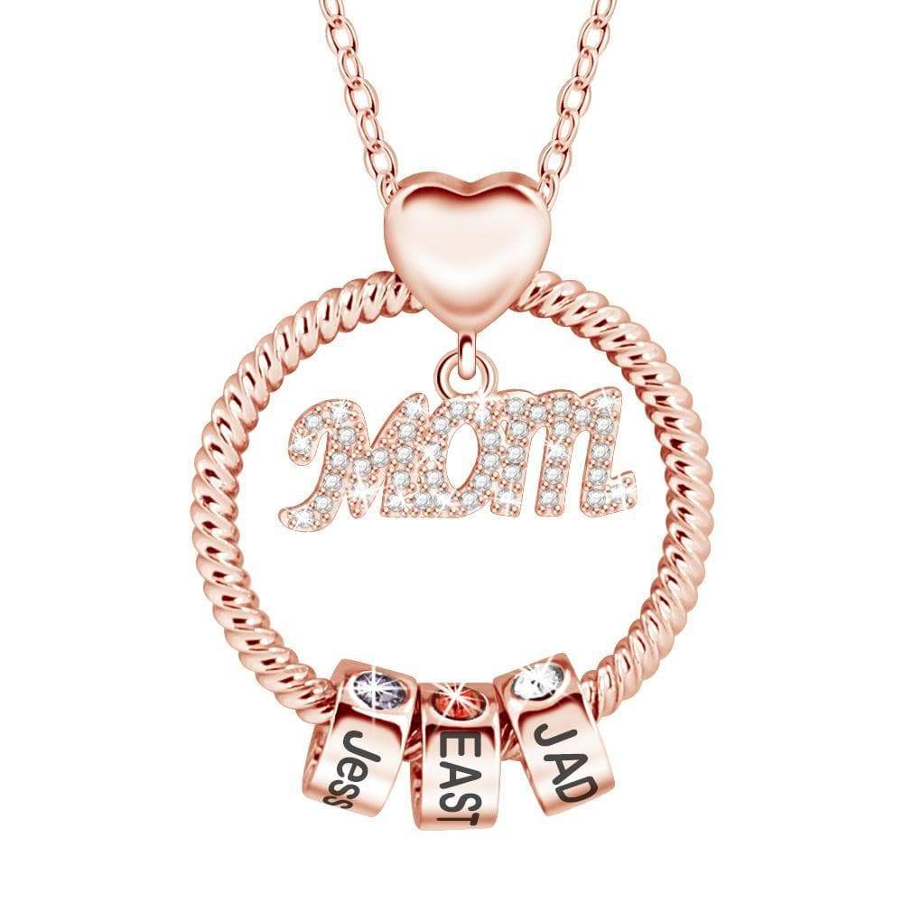 Mother's Day Gift Personalized Family Tree with Name Charms Necklace Mom style / Rose Gold Mom Necklace MelodyNecklace