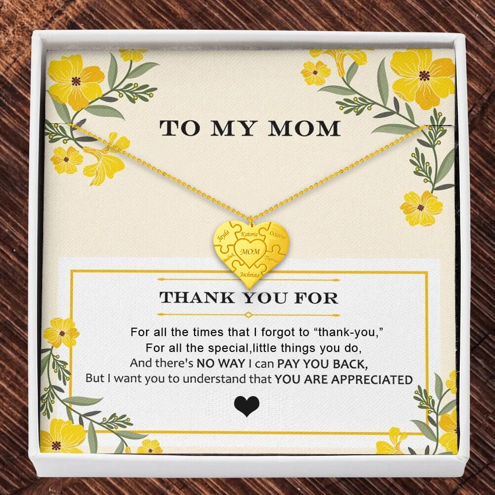 Mother's Day Gift Personalized Heart family Puzzle Necklace Mom Necklace MelodyNecklace