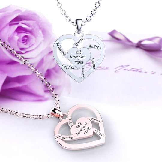 Mother's Day Gift-Personalized Name  Family Heart Necklace Mother's Day Gift Quillingx