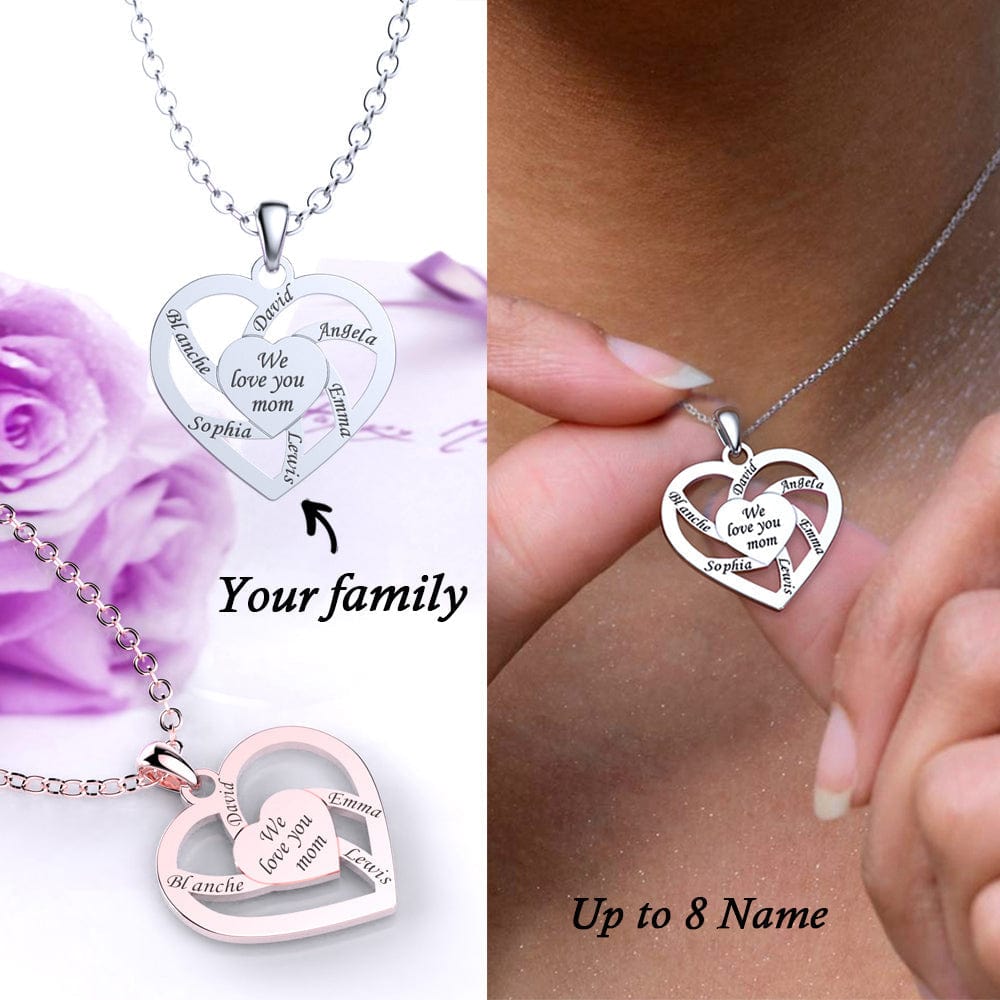 Mother's Day Gift-Personalized Name  Family Heart Necklace Mother's Day Gift Quillingx