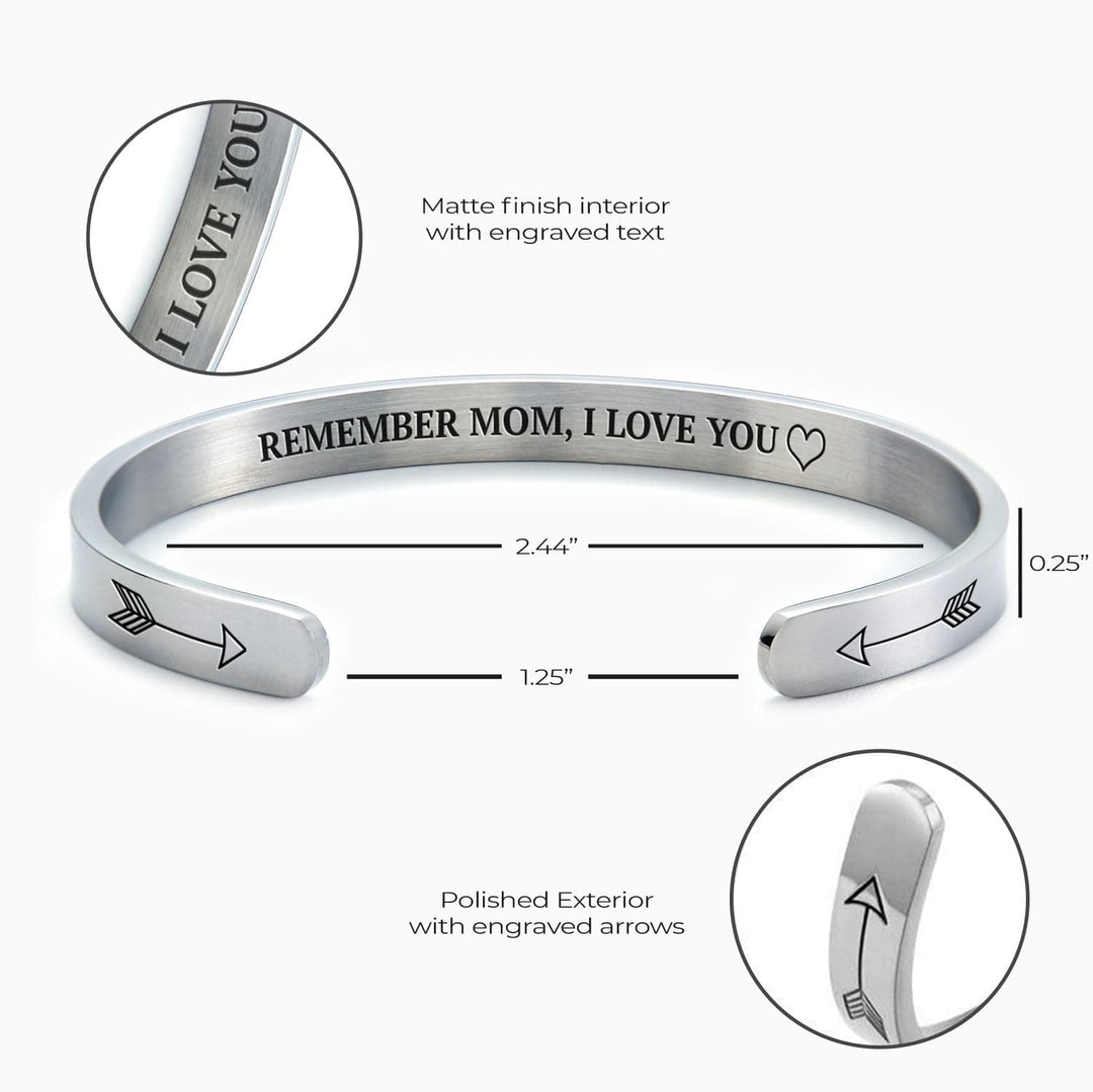 Mother's Day Gift Remember Mom, I Love You Personalizable Cuff bangle Bracelet Bracelet For Woman Mint & Lily