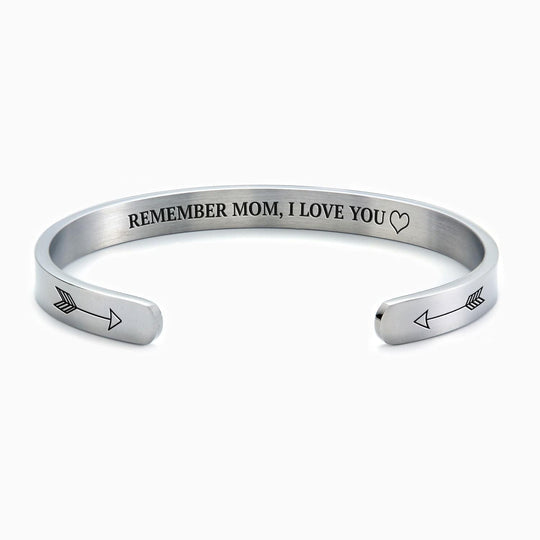 Mother's Day Gift Remember Mom, I Love You Personalizable Cuff bangle Bracelet Silver Bracelet For Woman MelodyNecklace