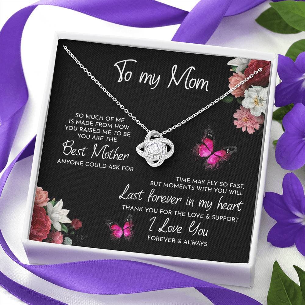Mother's Day Gift To My Mom Time May Fly Love Knot Necklace Mom Necklace MelodyNecklace