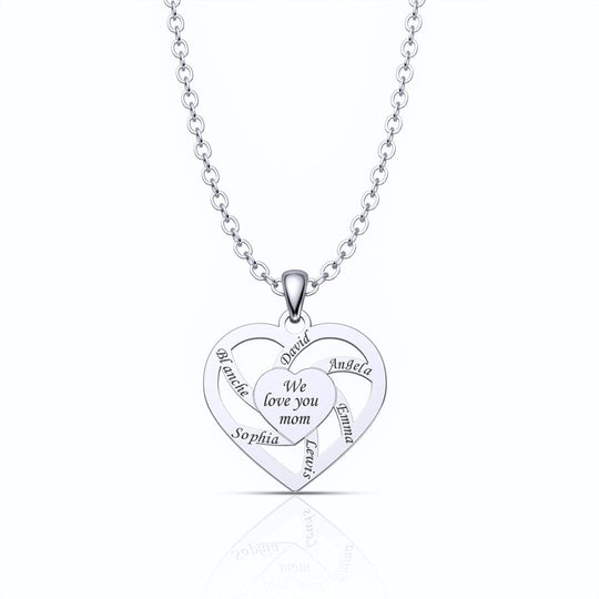 Mother's Day Gift We Love You Mom Heart Necklace Silver Mother's Day Gift Quillingx