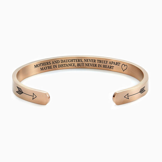 Mothers and Daughters Never Truly Apart Personalizable Cuff Bracelet 18k Rose Gold Plated Bracelet For Woman MelodyNecklace