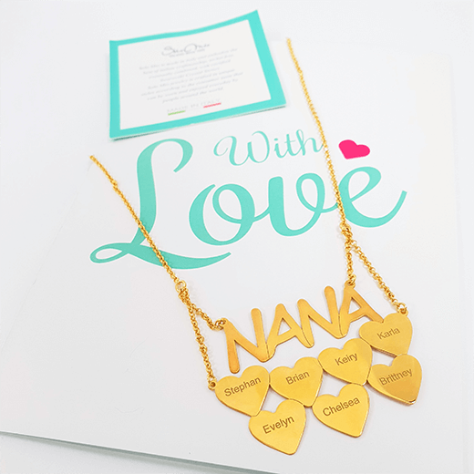 Nana Necklace With Personalized Hearts Mom Necklace MelodyNecklace