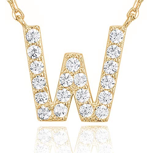 PAVOI 14K Yellow Gold Plated Cubic Zirconia Initial Necklace | Letter Necklaces for Women W / yellow gold plated Pendant Necklaces Visit the PAVOI Store