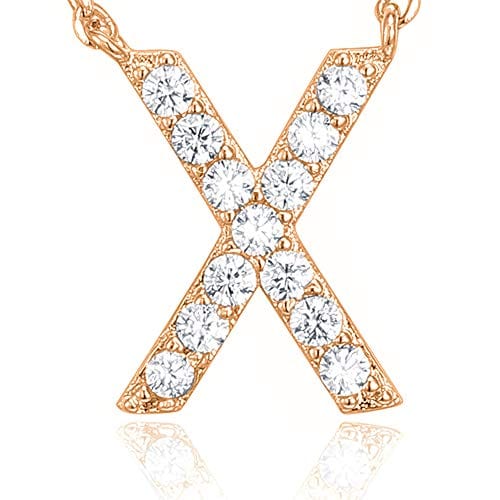 PAVOI 14K Yellow Gold Plated Cubic Zirconia Initial Necklace | Letter Necklaces for Women X / yellow gold plated Pendant Necklaces Visit the PAVOI Store