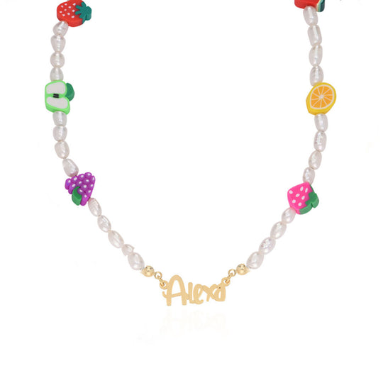 Pearl Fruit-Shake Name Necklace