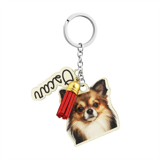 Personalized Animal Photo Wood Keychain Dog avrilname