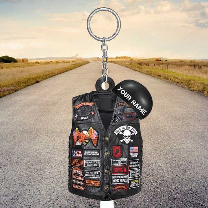 Personalized Biker Keychain Custom Biker Vest Flat Keychain for Biker lovers Style 5 / Pack 1 Keychain MelodyNecklace