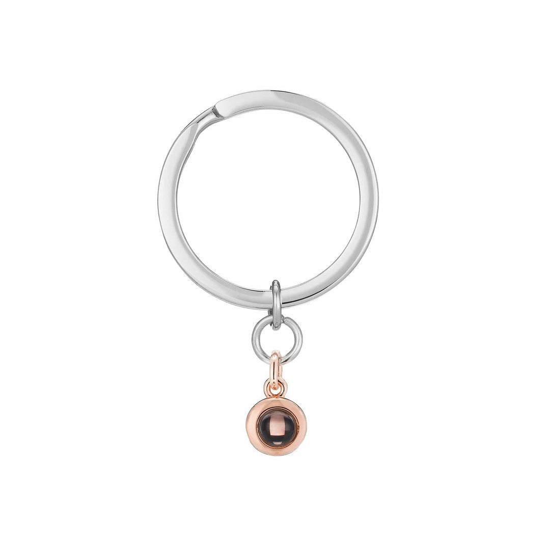 Personalized Circle Hidden Photo Inside Projection Necklace Rose Gold / Keychain Necklace MelodyNecklace