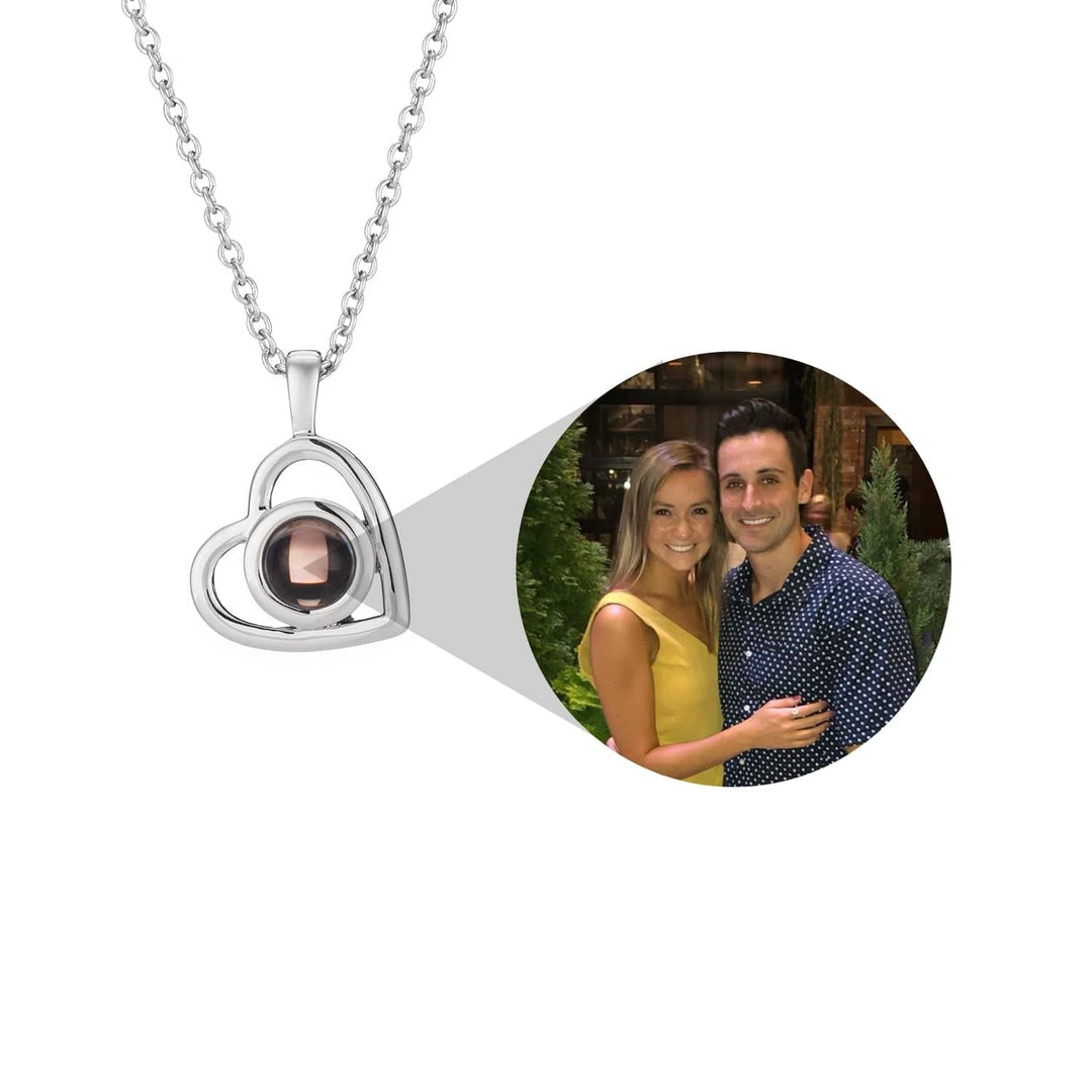 Personalized Heart Hidden Photo Inside  Projection Necklace Silver / Necklace Necklace MelodyNecklace