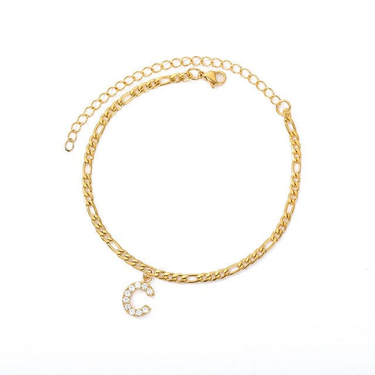 Personalized Initial Cuban Link Anklet C So Dashing