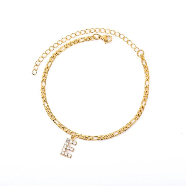 Personalized Initial Cuban Link Anklet E So Dashing