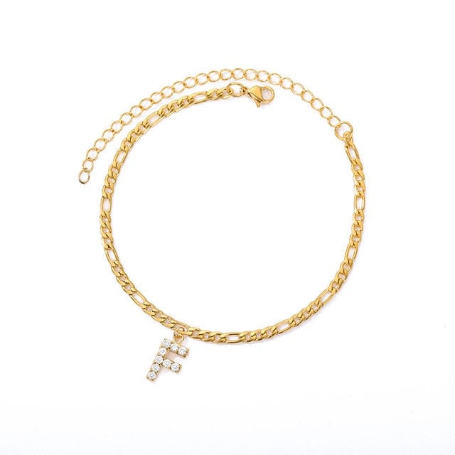 Personalized Initial Cuban Link Anklet F So Dashing
