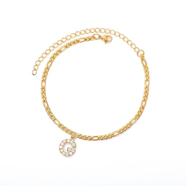 Personalized Initial Cuban Link Anklet G So Dashing