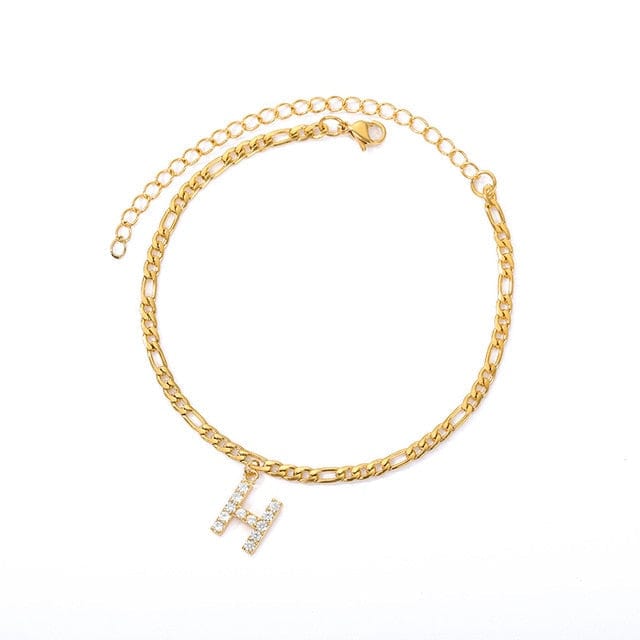 Personalized Initial Cuban Link Anklet H So Dashing
