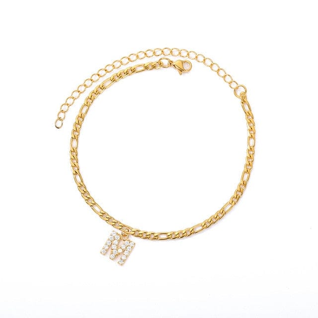 Personalized Initial Cuban Link Anklet M So Dashing