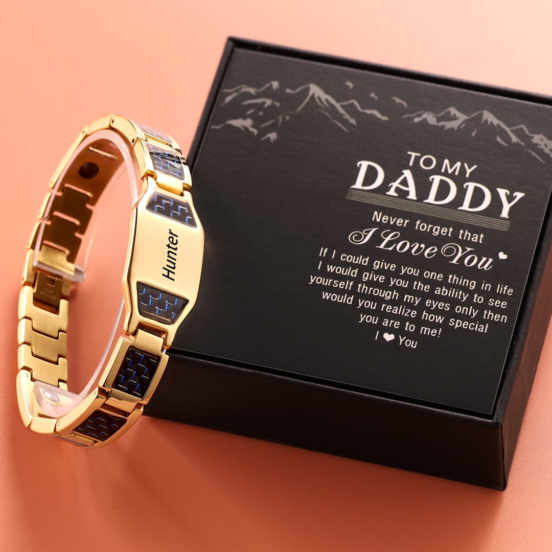 Personalized Men Bracelet Custom Name Bracelet for Him Gold / To My Daddy n1