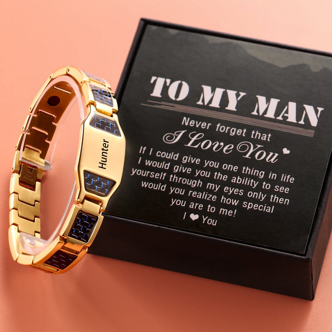 Personalized Men Bracelet Custom Name Bracelet for Him Gold / To My Man n1