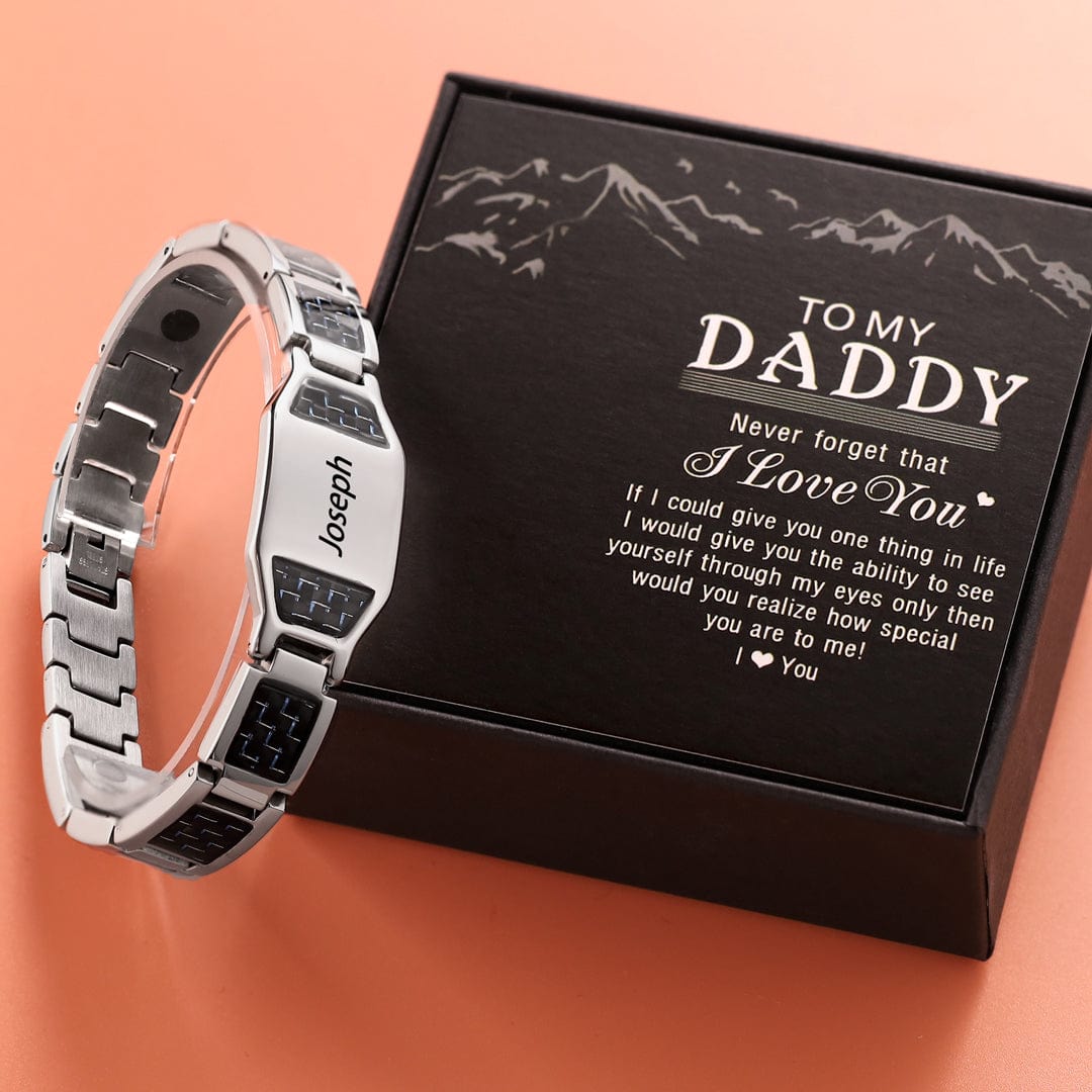 Personalized Men Bracelet Custom Name Bracelet for Him Silver / To My Daddy n1