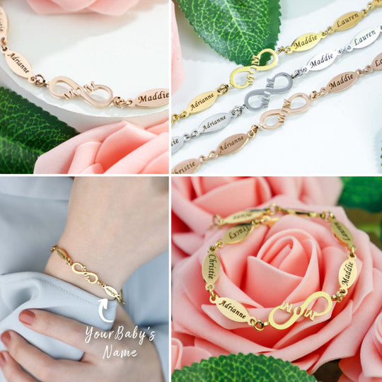 Personalized Mom infinite love Bracelet With Kids' Names Loverjewelry