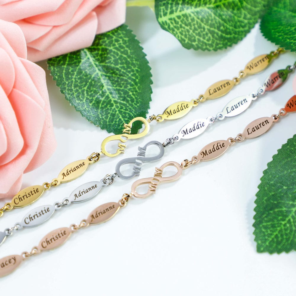 Personalized Mom infinite love Bracelet With Kids' Names MelodyNecklace