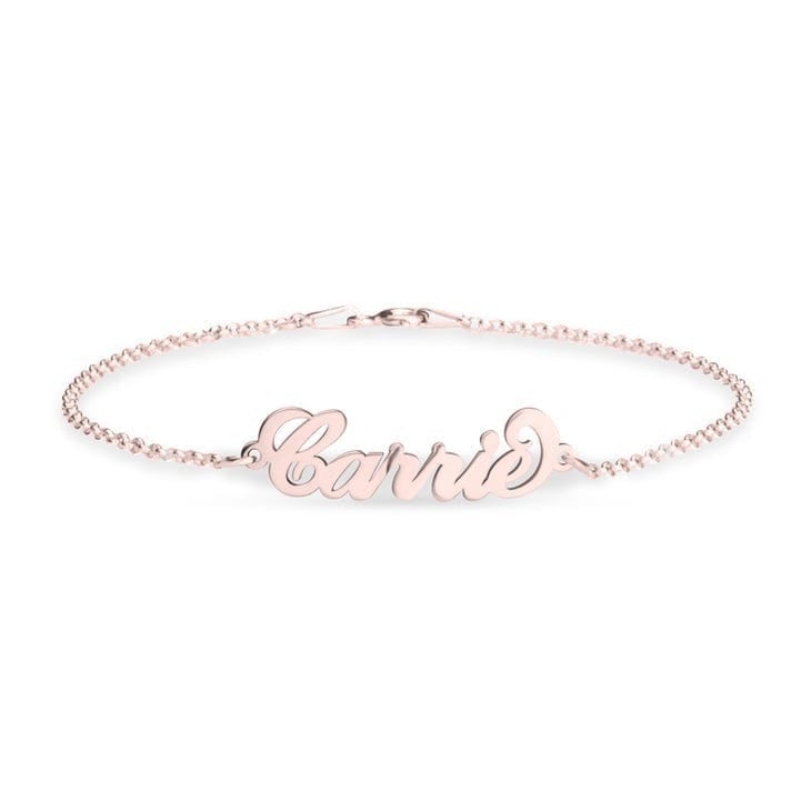 Personalized Name Bracelet Copper / Rose Gold Bracelet For Woman MelodyNecklace