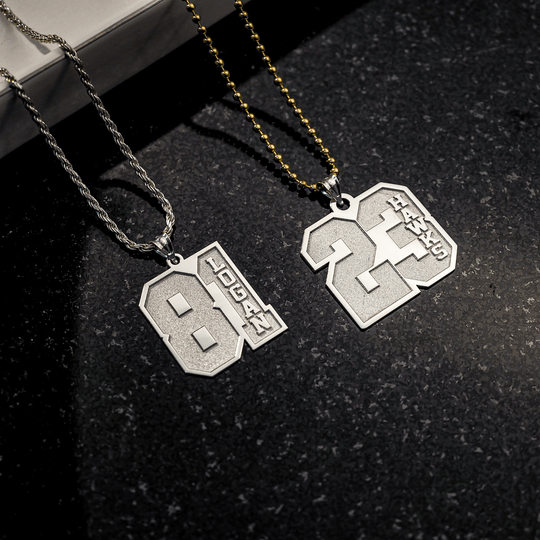 Personalized Number Pendant with Name avrilname