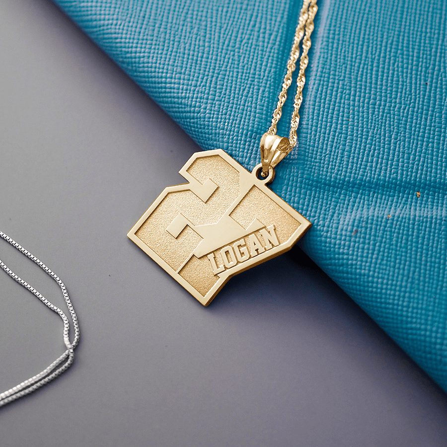 Personalized Number Pendant with Name avrilname