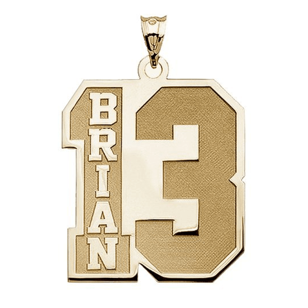 Personalized Number Pendant with Name Gold avrilname