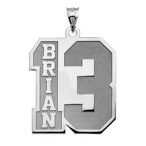 Personalized Number Pendant with Name Silver avrilname