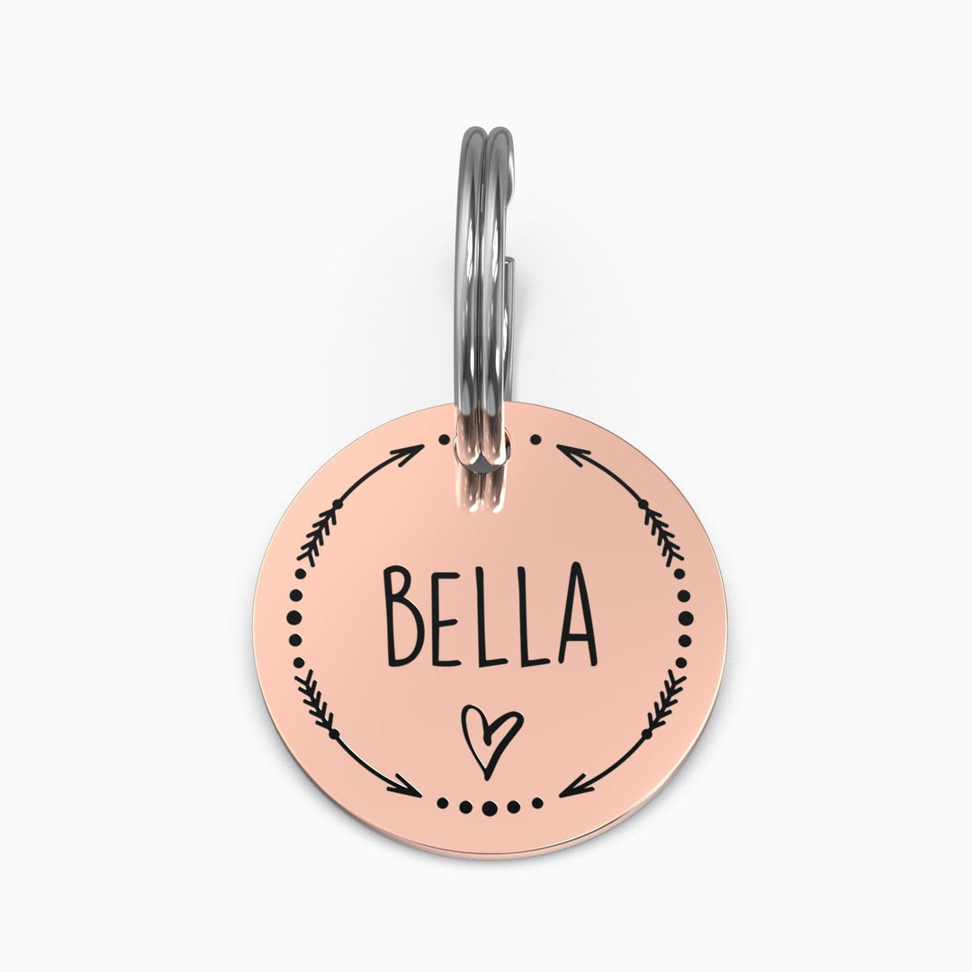 Personalized Pet Tag - Custom Dog Tag - Cat Tag Rose Gold / Small / Arrows + Heart Myron Keychain MelodyNecklace