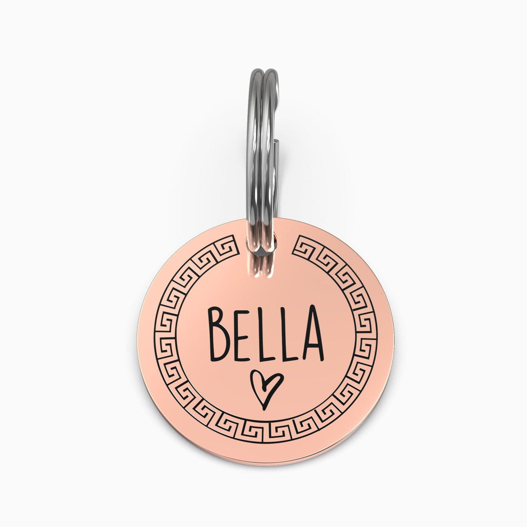 Personalized Pet Tag - Custom Dog Tag - Cat Tag Rose Gold / Small / Greek + Heart Myron Keychain MelodyNecklace