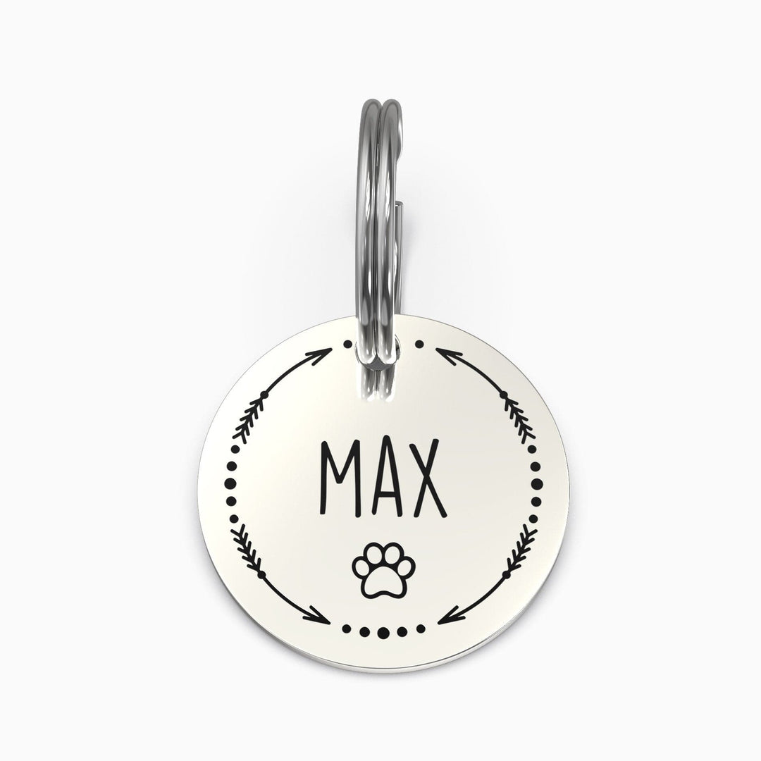 Personalized Pet Tag - Custom Dog Tag - Cat Tag Silver / Small / Arrows + Paw Pet Tag Mint & Lily