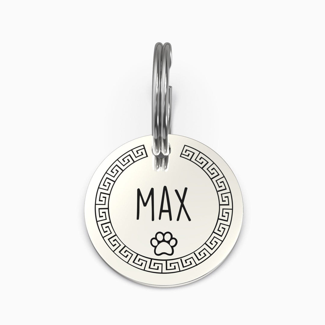 Personalized Pet Tag - Custom Dog Tag - Cat Tag Silver / Small / Greek + Paw Pet Tag Mint & Lily