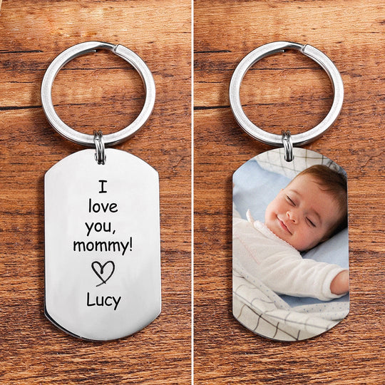 Personalized Photo Keychain Gift for Mom"I Love You Mommy" m1-n1