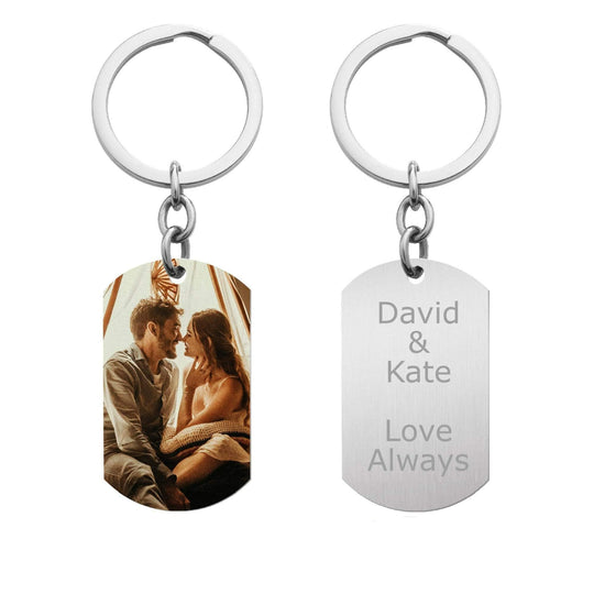 Personalized Photo/Text Engraving Stainless Steel Keychain color printing Keychain MelodyNecklace