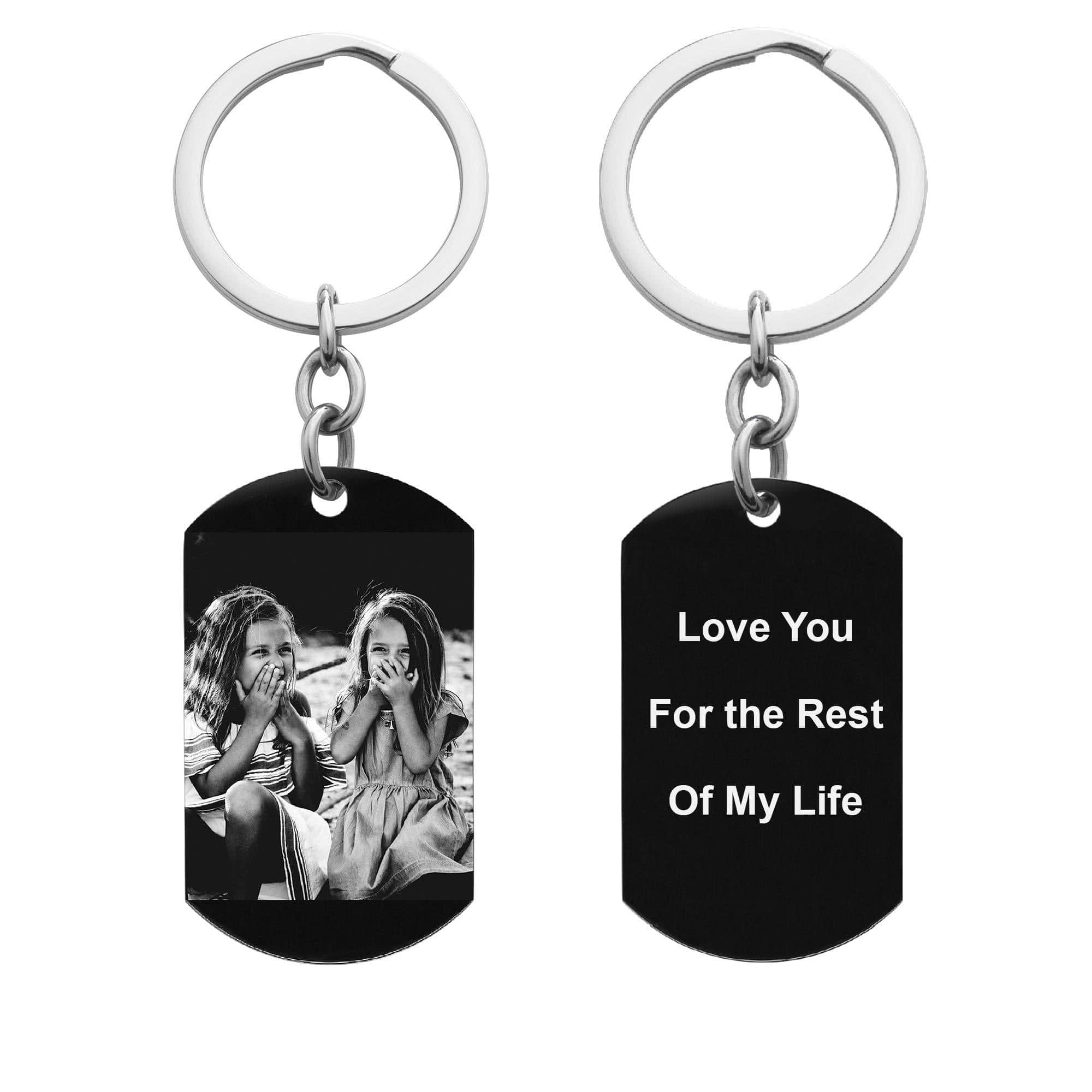 Personalized Photo/Text Engraving Stainless Steel Keychain Keychain MelodyNecklace