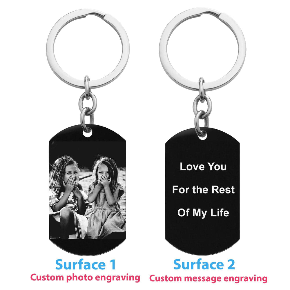 Personalized Photo/Text Engraving Stainless Steel Keychain monochrome Keychain MelodyNecklace