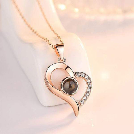 Personalized Projection Heart Photo Necklace Necklace MelodyNecklace
