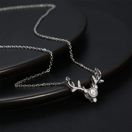 Personalized Projection Photo Antlers Necklace Necklace MelodyNecklace