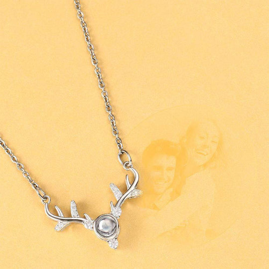 Personalized Projection Photo Antlers Necklace Necklace MelodyNecklace