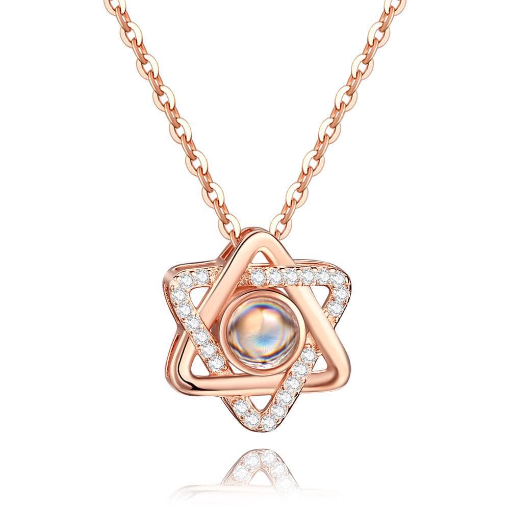 Personalized Projection Six Star Photo Necklace Rose Gold Necklace Name Necklace