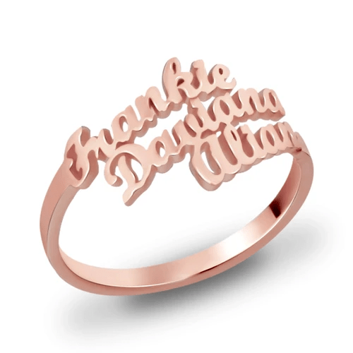 Personalized Ring Custom 3 Names Ring Rose gold / Copper / 5 Ring MelodyNecklace